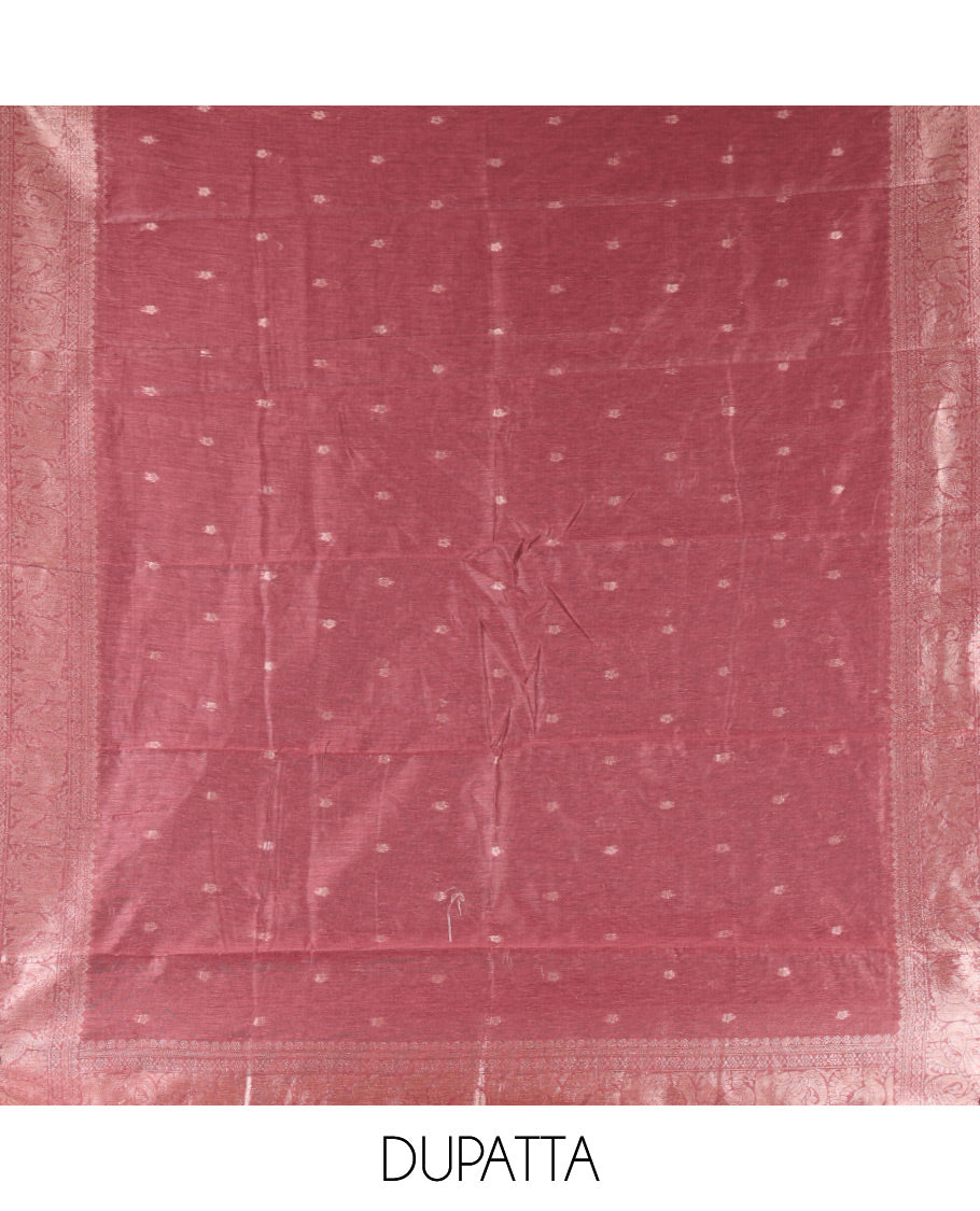 Chikku-Onion Pink Shimmer Tissue Material Chudidar Set