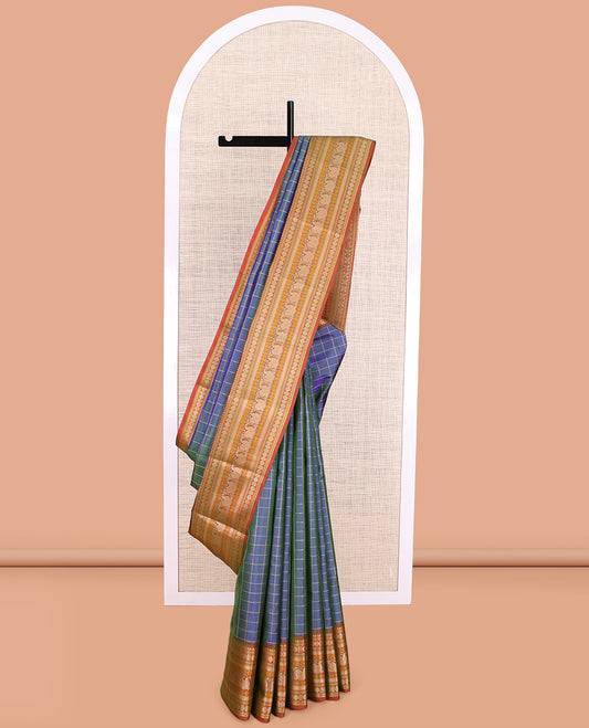 Blue Kanchipuram Chettinad Saree