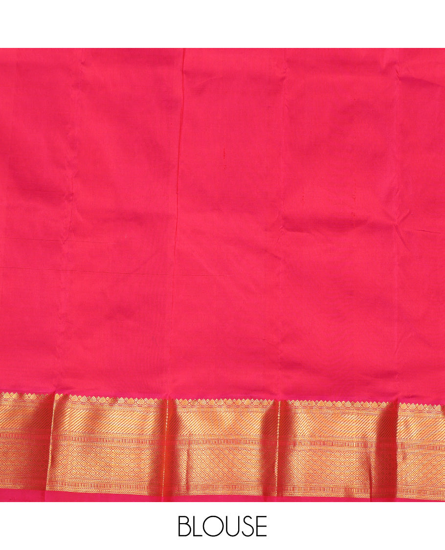 Green Pure Silk Navarathna Pavadai Material Set