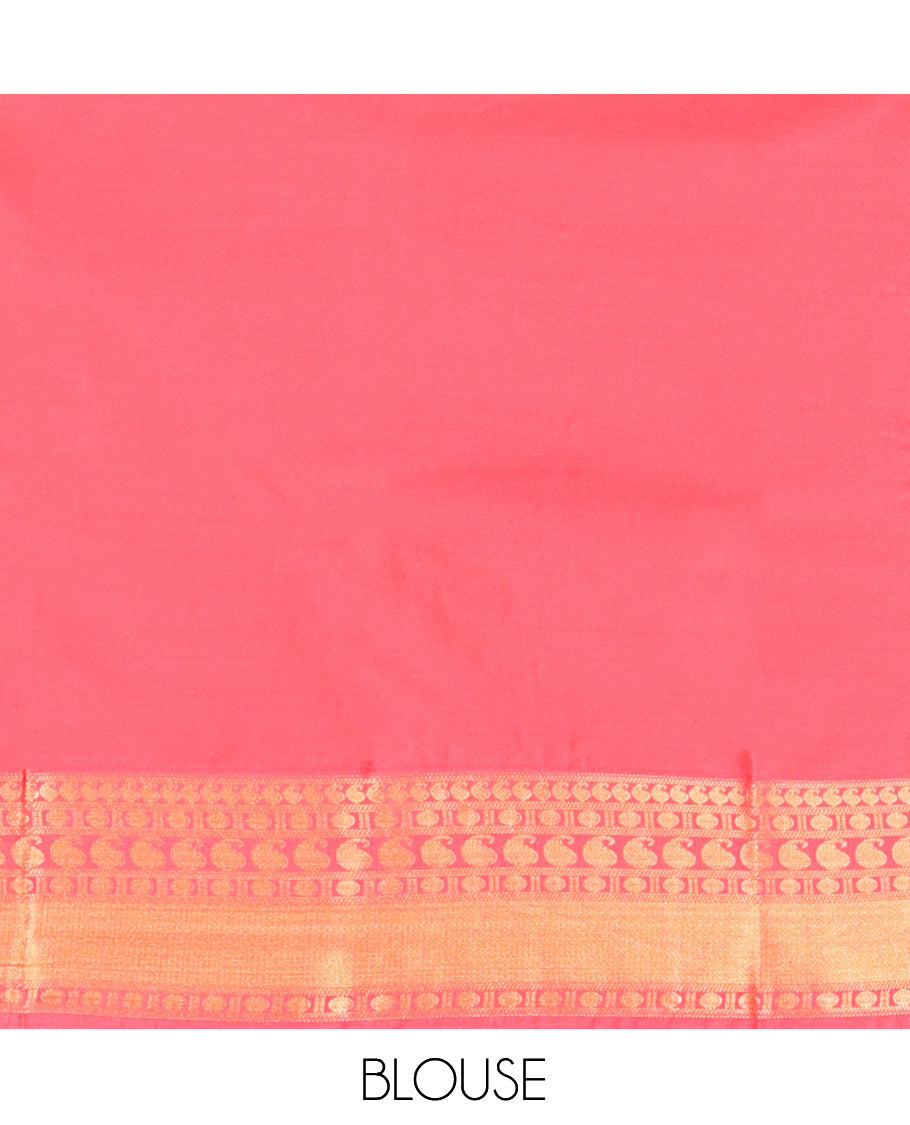 Purple Budget Silk Saree, Highlighted by Floral and Scallop Design, Complemented by Contrast Traditional Border, Intricate Pallu, and a Contrast Blouse