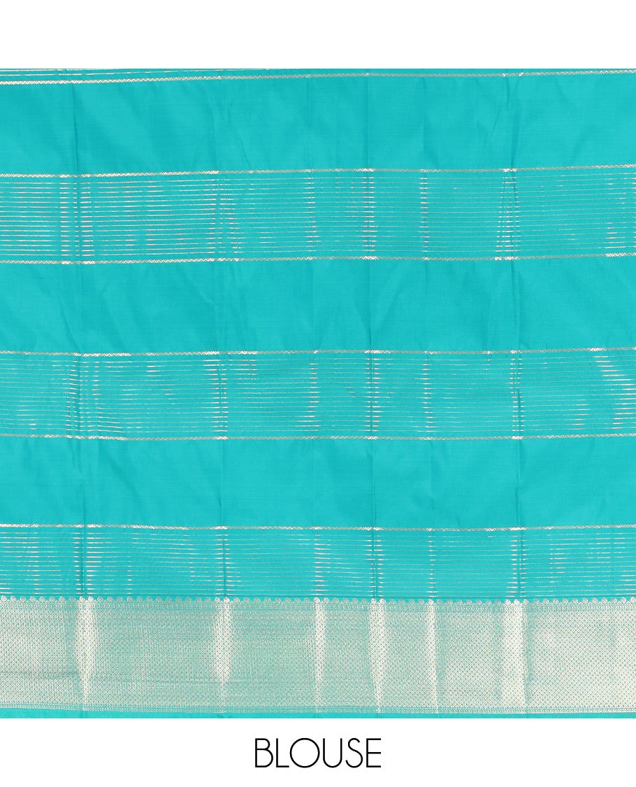 Pink-Sapphire Blue Zari Design Budget Silk Saree, Contrast Traditional Border, Grand Pallu, a Contrast Blouse