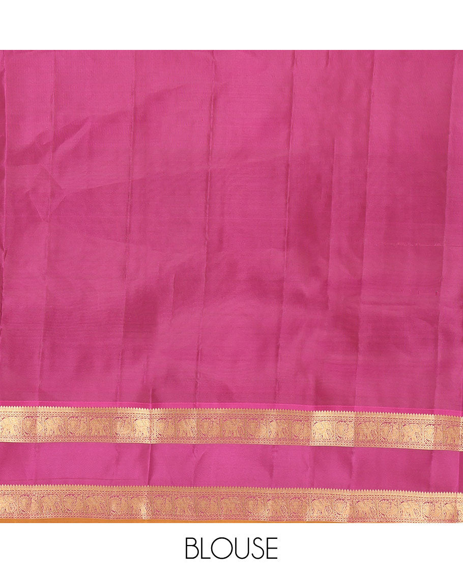 Green Vasundhara Lite Silk Mix Saree, Woven with Butta Enclosed Checks, Contrast Rettai Pettu Border of Thilakam Mokku, Neli, Mayil, and Yaanai Designs, Grand Pallu, and a Contrast Blouse