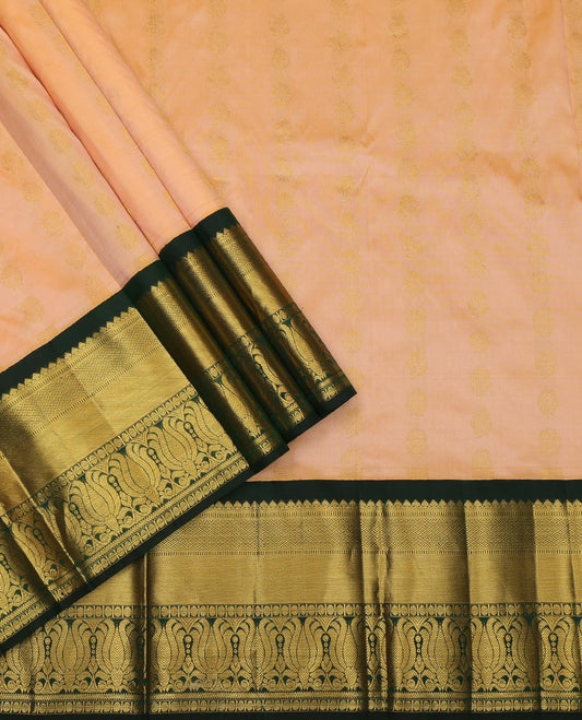 Peach Pure Silk Navarathna Pavadai Material
