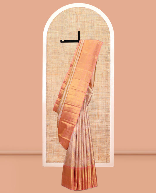 Peach Kanchipuram Tissue Silk Saree