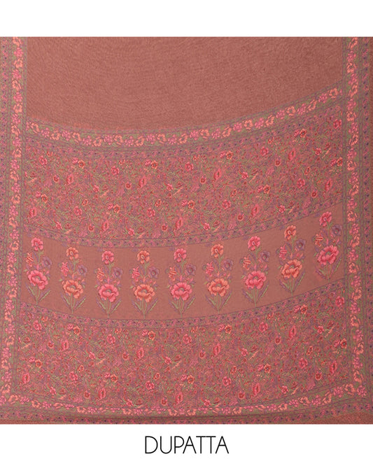 Tomato Material Chudidar Set, Adorned with Floral Print on Its Italian Crepe Top, Italian Crepe Bottom, and Georgette Dupatta of Floral Print