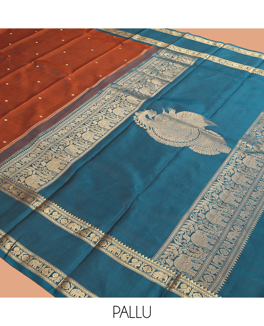 Rust Kanchipuram Chettinad Sare