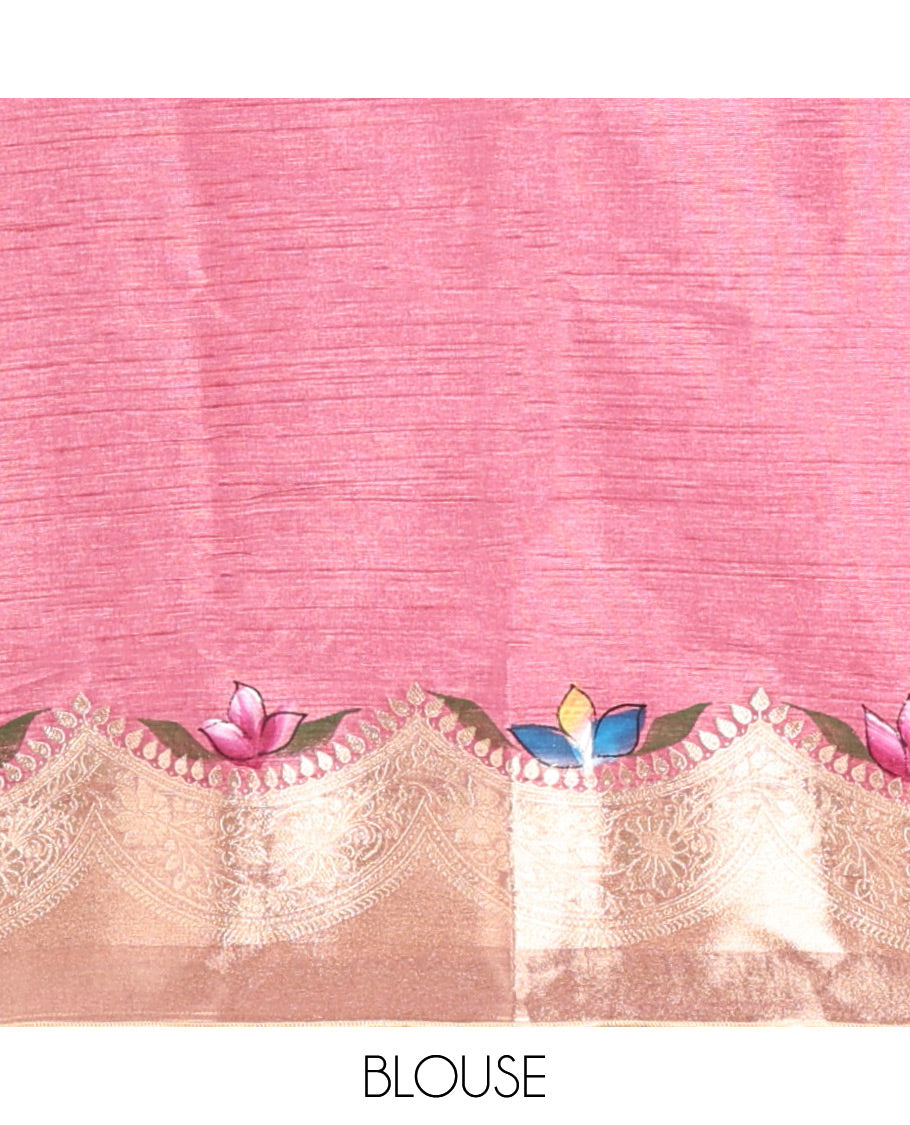 Onion Pink Fancy Organza Saree
