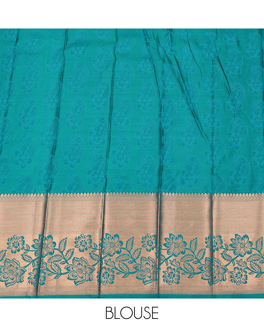 Grey Budget Silk Saree, Crafted with Paisley Jacquard, Complemented by Contrast Traditional Zari Border, Intricate Pallu, and a Contrast Blouse
