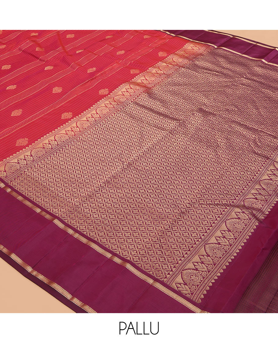 Red Vasundhara Lite Silk Mix Saree, Crafted with Zari Designs, a Contrast Traditional Zari Border, Grand Pallu, and a Contrast Blouse