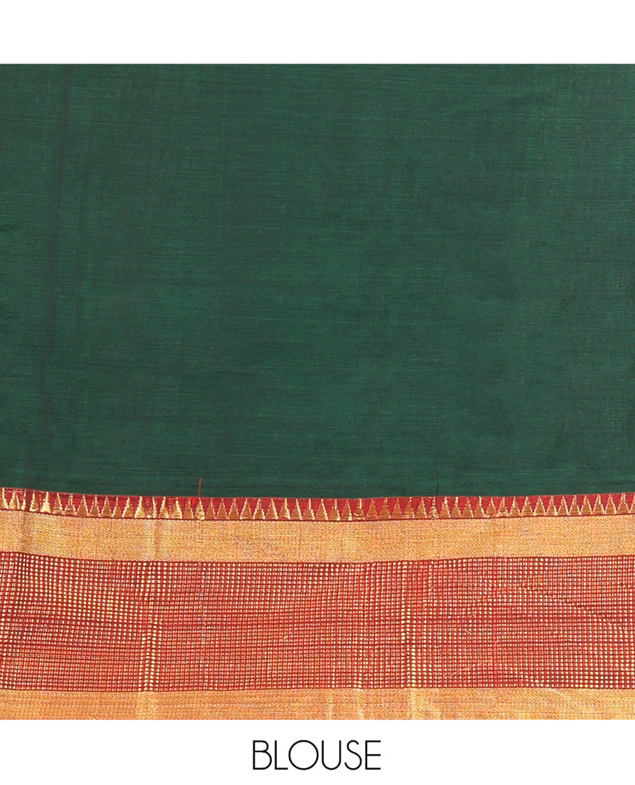 Bottle Green Mercerised Cotton Half-Saree