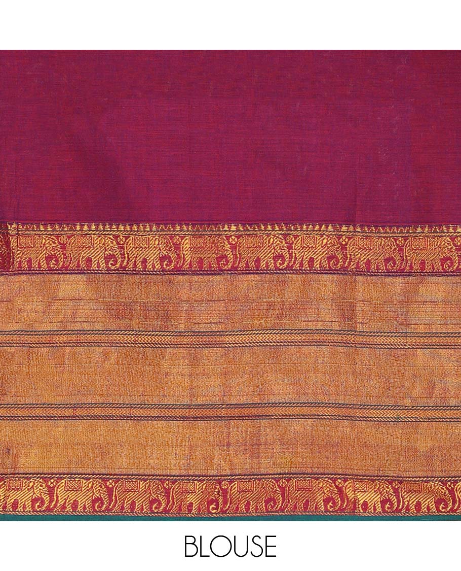 Maroon cotton half saree with contrast intricate zari design border, zari design blouse & plain, zari design border dhavani