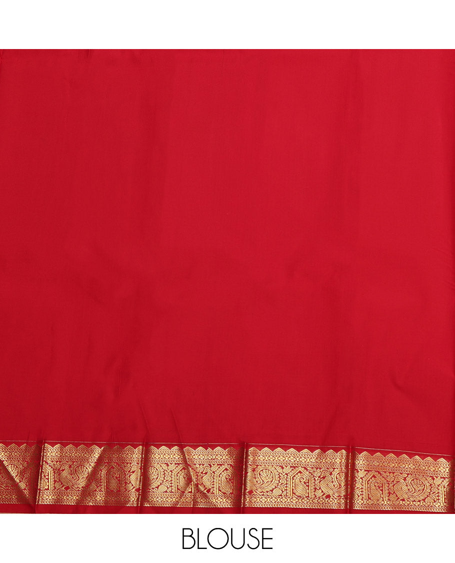 Deep Blue Budget Silk Saree, Elegantly Framed with Zari Buttas and Micro-Checks All Over Its Body, Complemented by a Contrast Traditional Zari Design Border, Grand Geometric-Patterned Pallu, and Paired with a Contrast Blouse