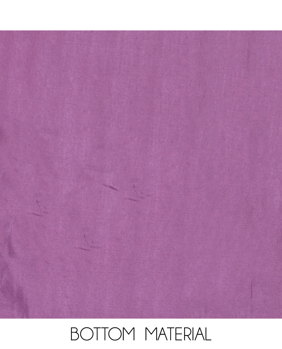 Chikku-Lavender Semi-Tussar Material Chudiddar, Buttas and Neck Work Top, Contrast Bottom, Buttas Dupatta