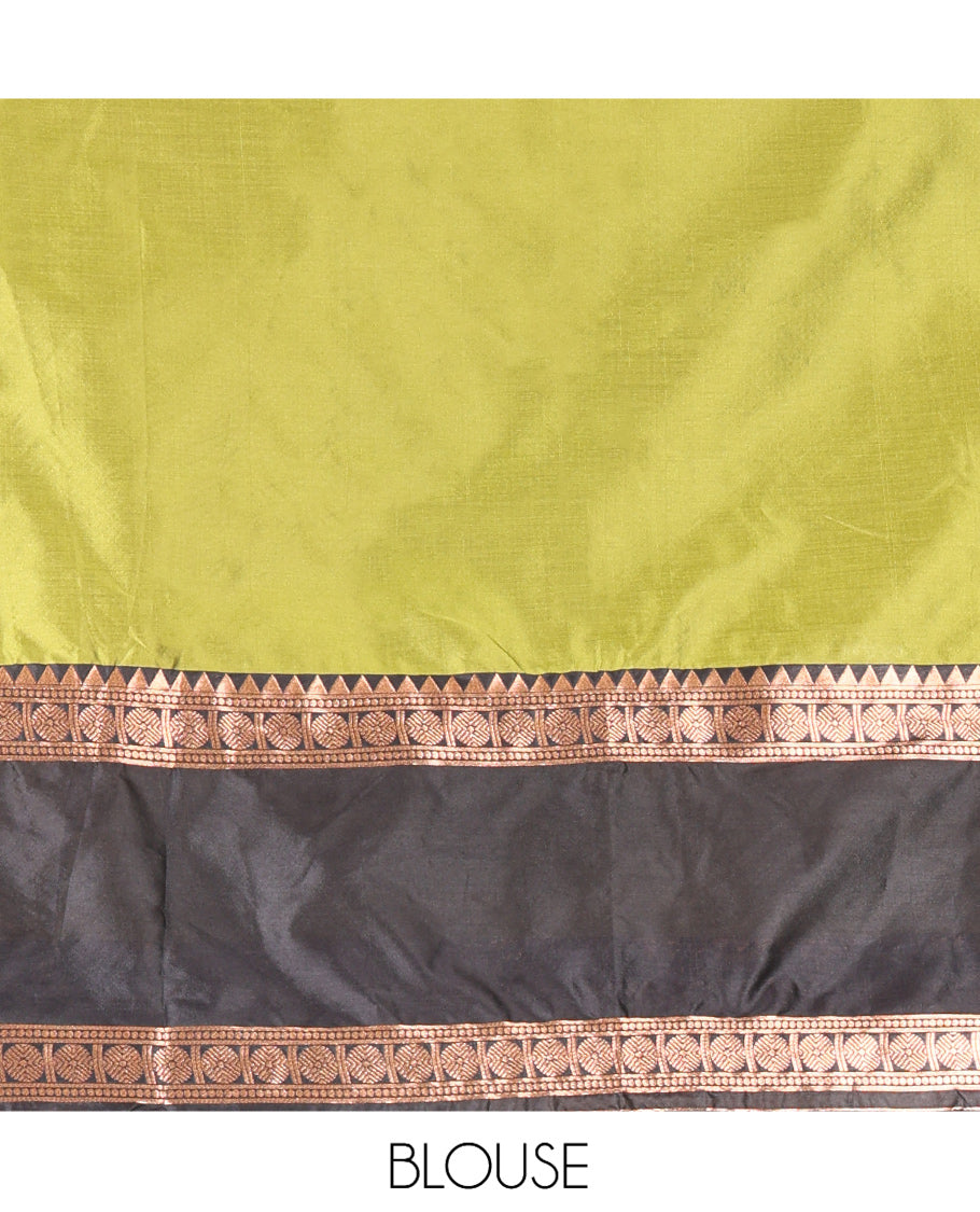 Leaf Green Semi-Silk Half-Saree