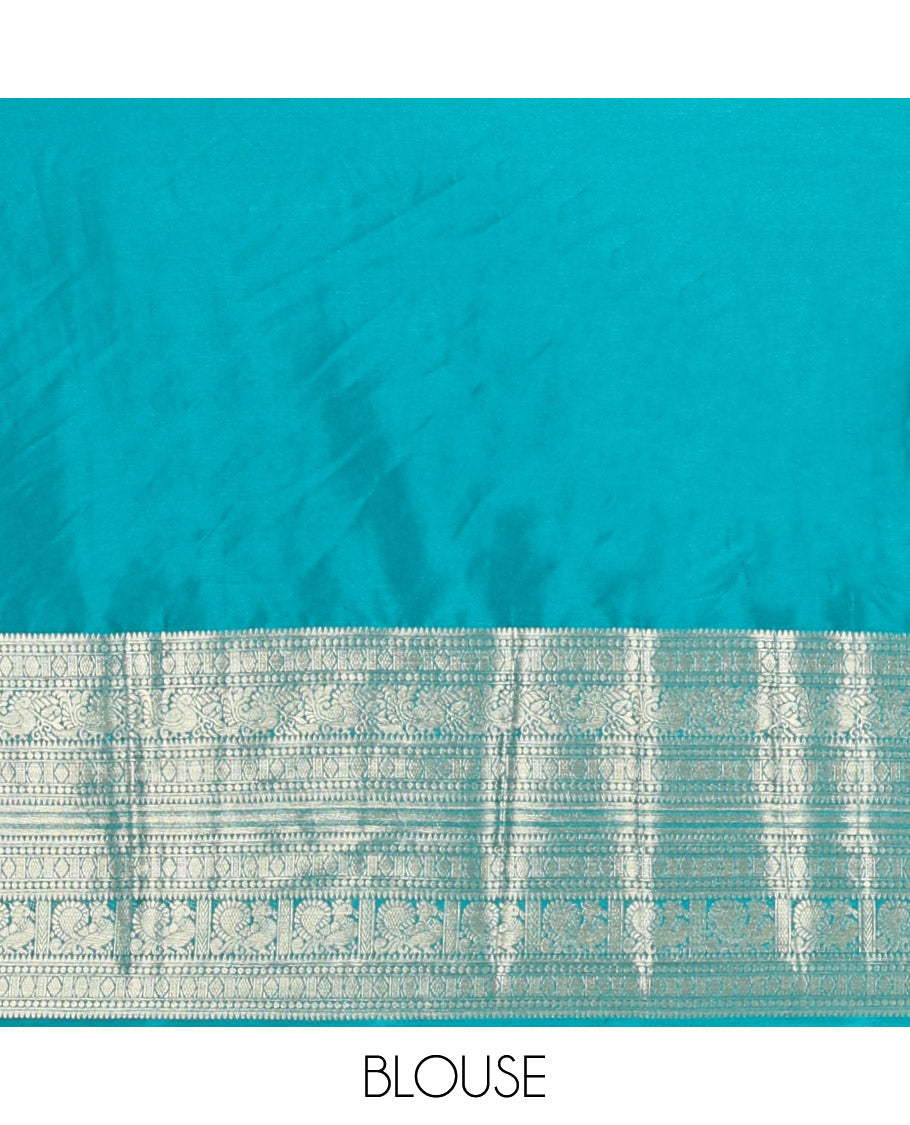 Rama Blue Plain Semi-Mysore Silk Saree