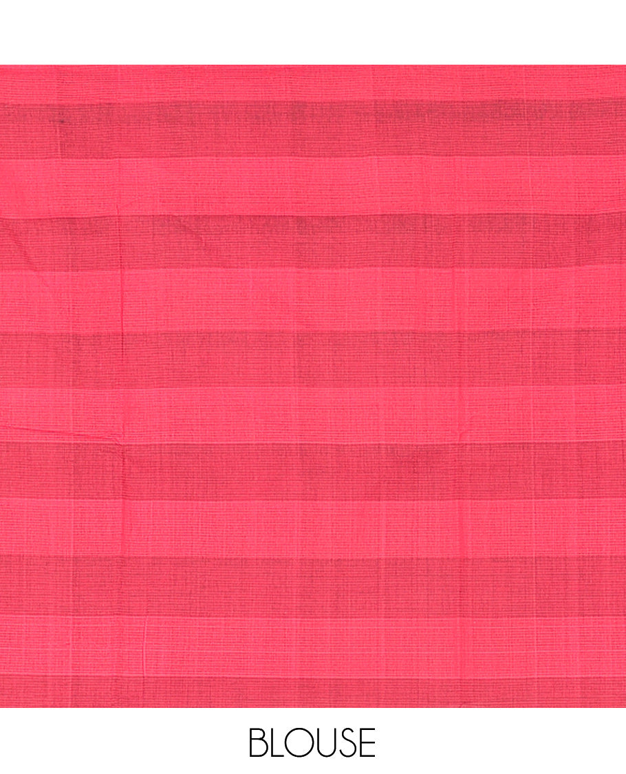 Borderless Red-Black Mangalagiri Cotton Saree