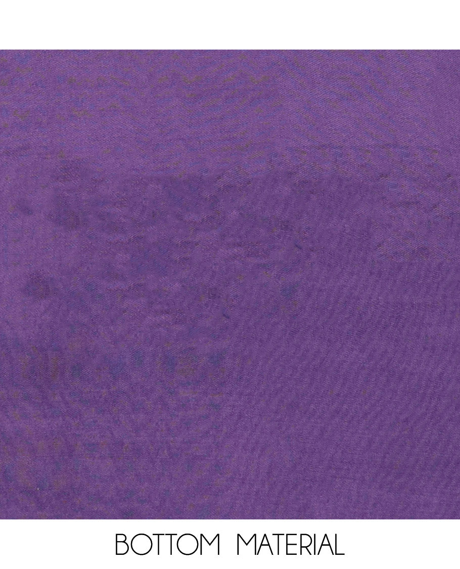 Light Purple Cotton Material Churidar Set, Subtly Crafted with Sequined Thread Neck Work Top, a Contrast Plain Bottom, and Thread Dupatta
