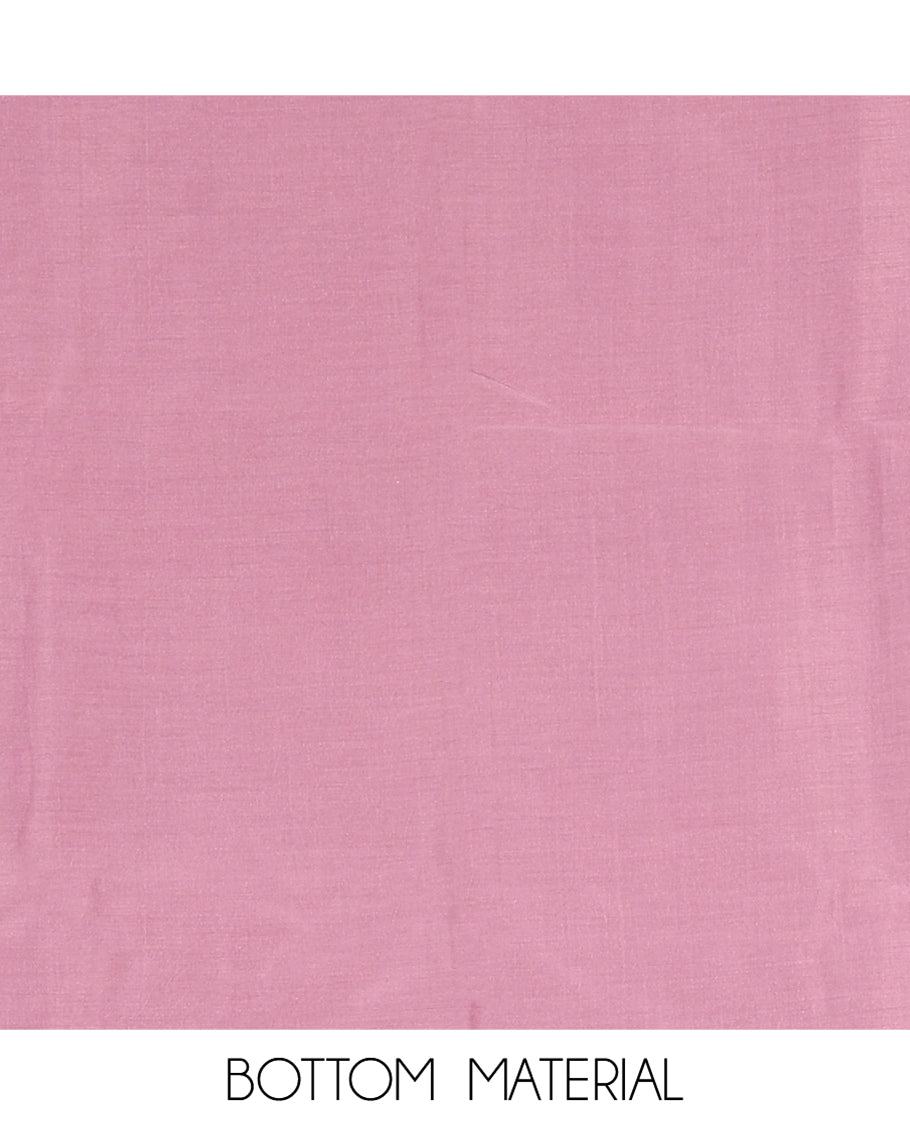 Cream-Pink Banarasi Tissue Material Churidar, Embroidery Top, Contrast Bottom, Embroidery Dupatta