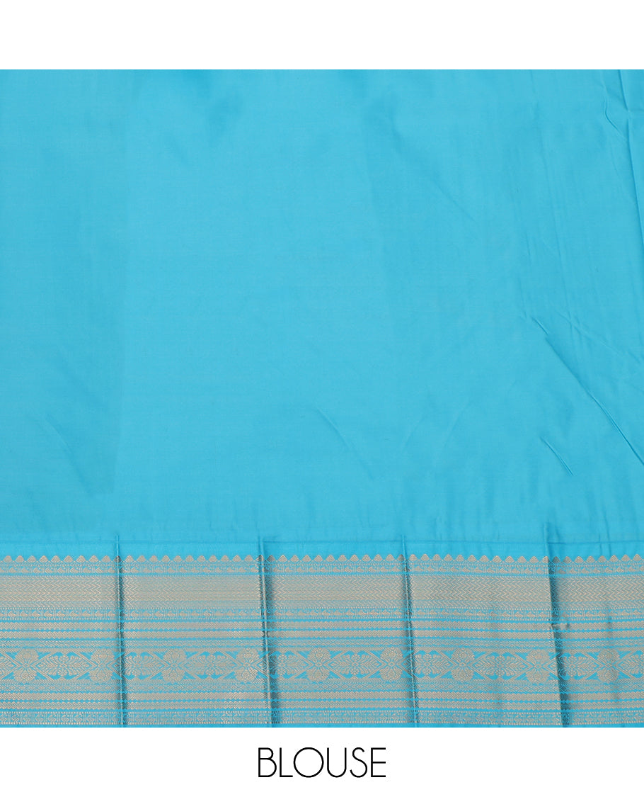 Grey Budget Silk Saree, Adorned with Zari Buttas, a Contrast Traditional Zari Border, Grand Pallu, and a Contrast Blouse