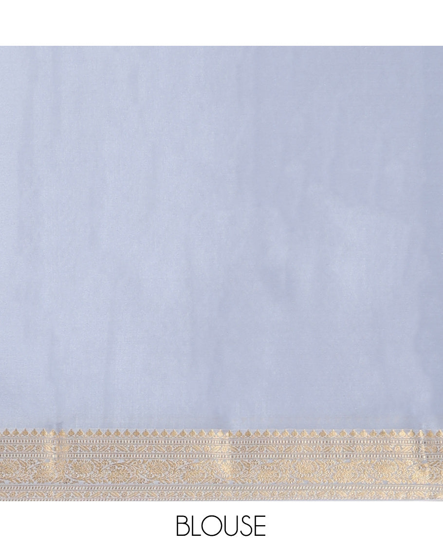 Brown Mysore Silk Saree, Adorned with Pichwai Cow and Lotus Vine, Complemented by a Contrast Traditional Zari Border, Intricate Pallu, and a Contrast Blouse