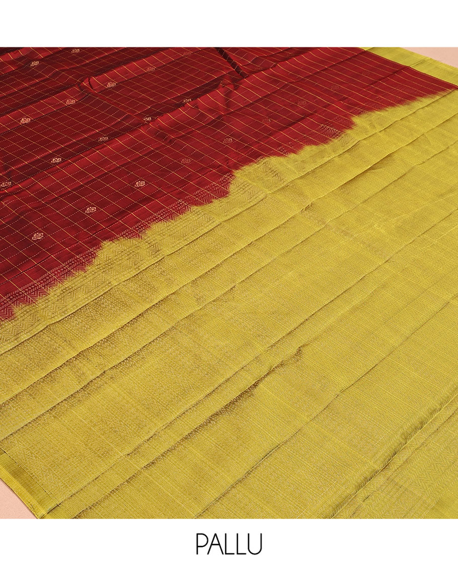 Red Checks Mayuri Lite Silk Mix Saree