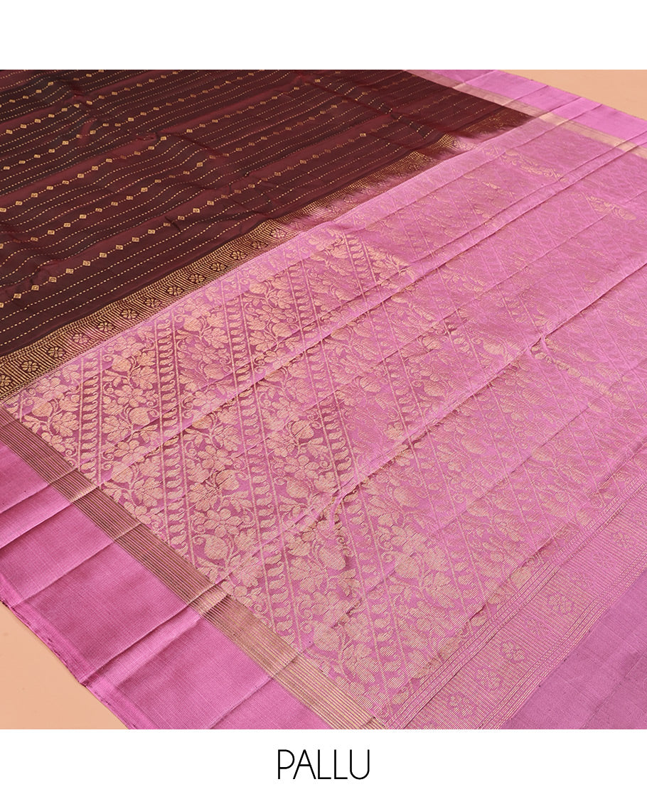 Brown Mayuri Lite Silk Mix Saree
