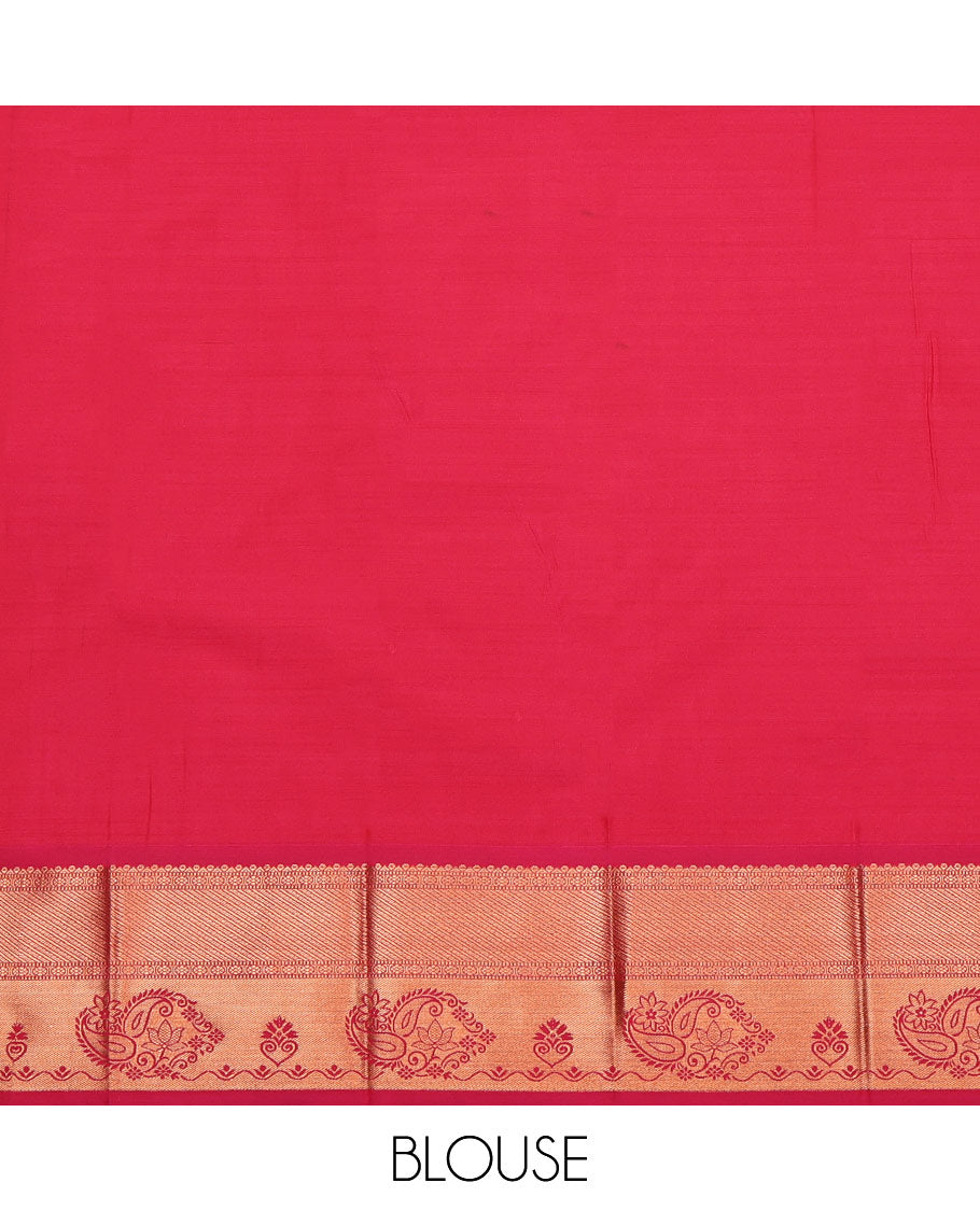 Pink Budget Silk Saree, Adorned with Jacquard, Complemented by Contrast Traditional Zari Border, Intricate Pallu, and a Contrast Blouse