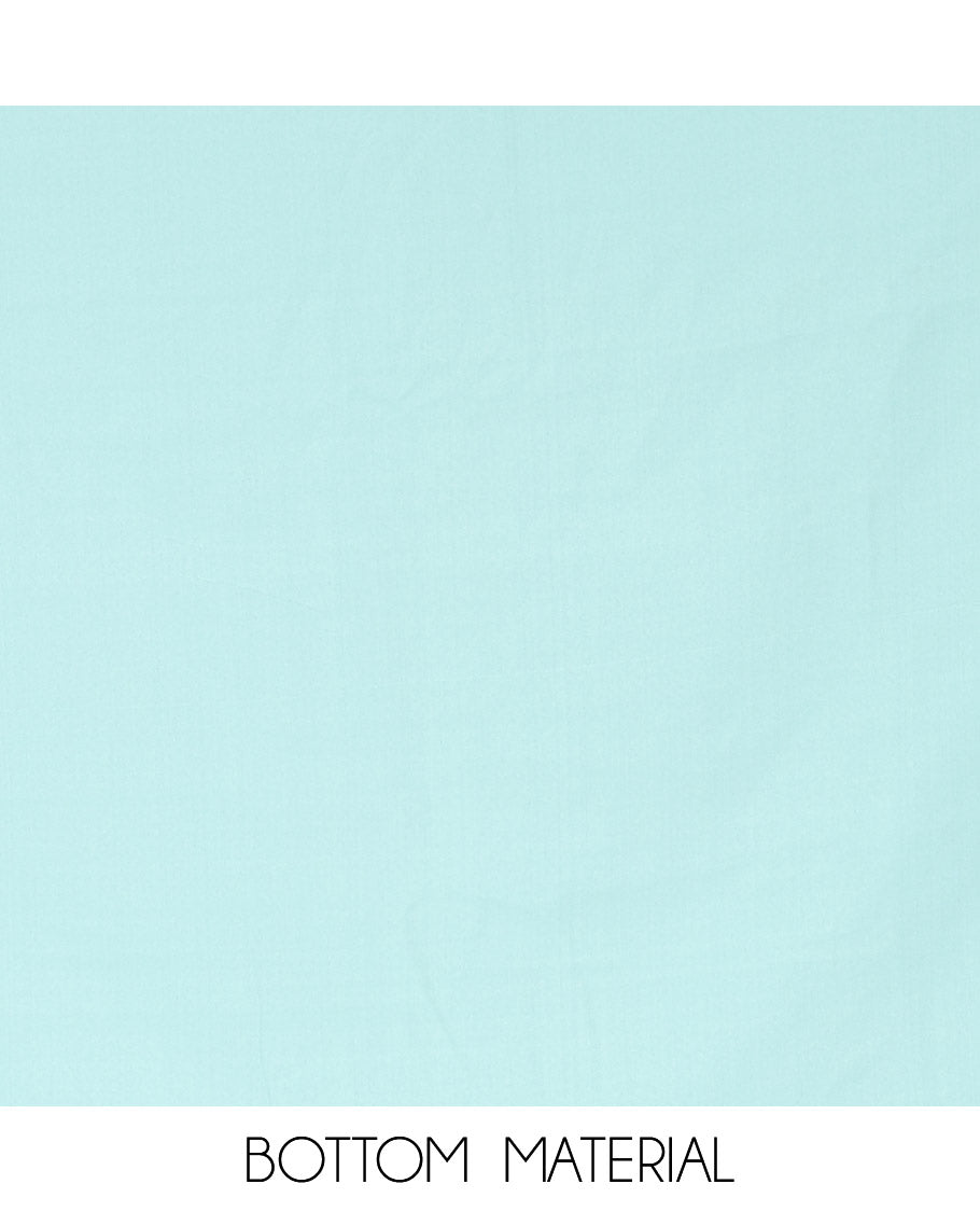 Blue Material Chudidar Set Features Sequin Embroidered Georgette Top, a Plain American Crepe Bottom, and a Scallop Dupatta Embellished with Floral Vine Embroidery