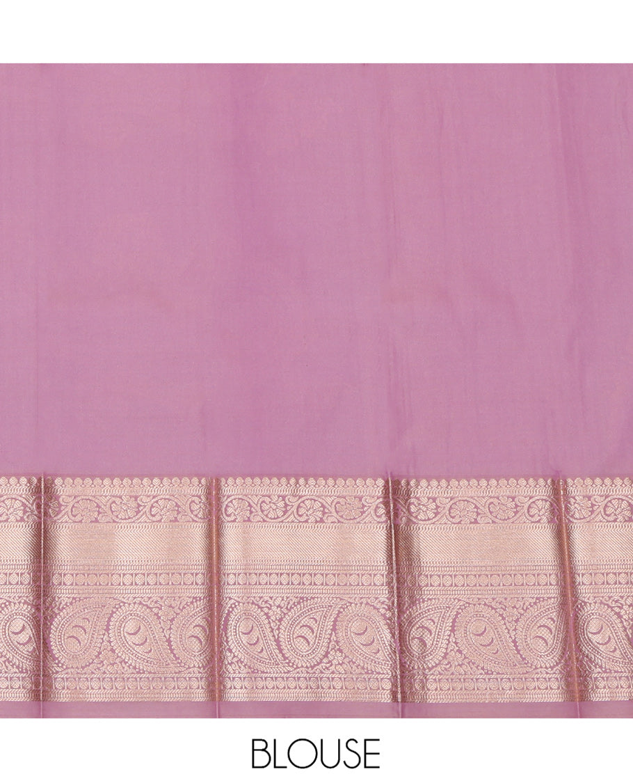 Pink Budget Silk Saree, Graced with Zari Buttas, a Contrast Traditional Border, Grand Pallu, and a Contrast Blouse