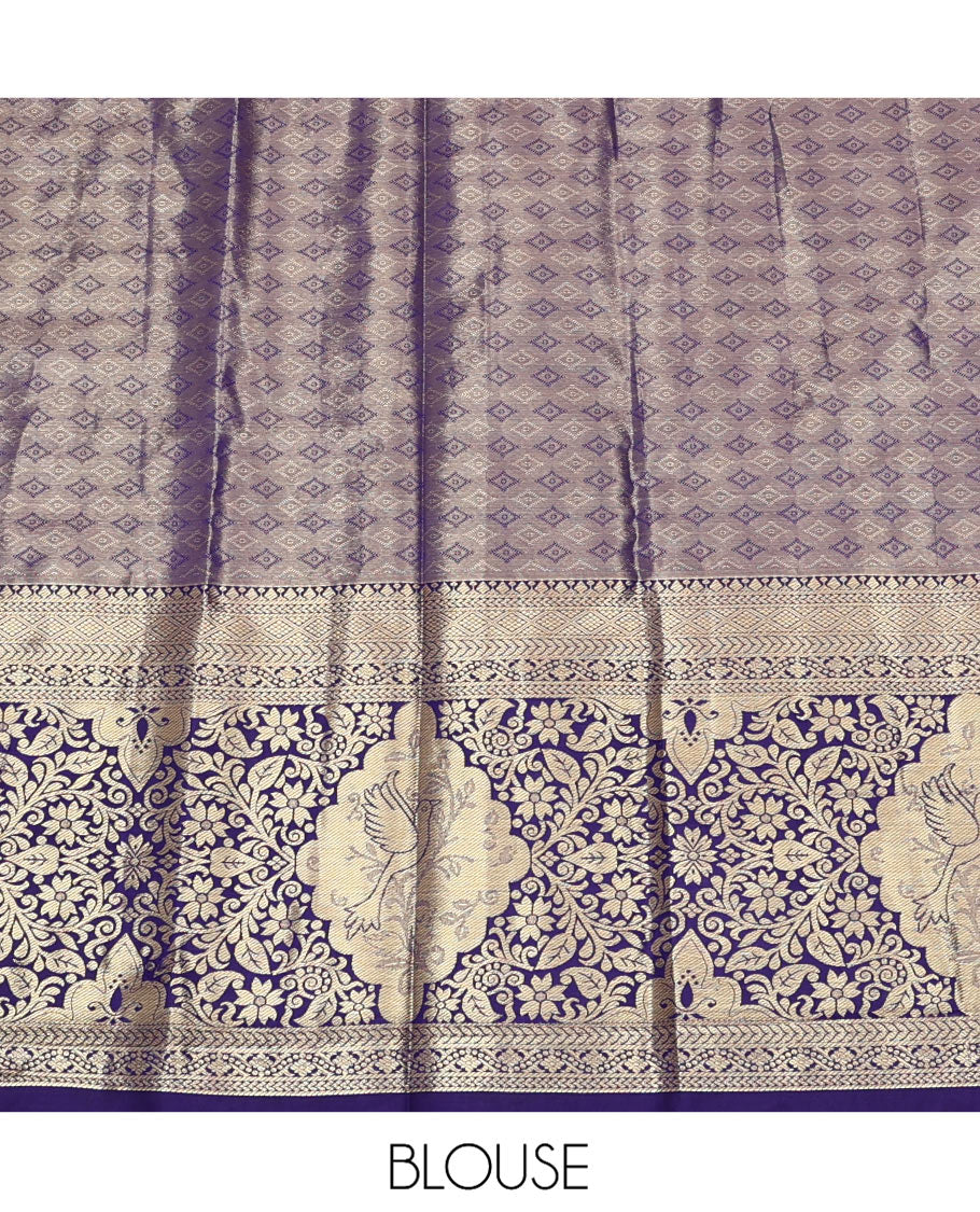 Pink Art Silk Material Half Saree Set, Embellished with Jacquard Design Skirt, a Contrast Meenakari Design Border, Contrast Blouse, and an Intricate Dhavani