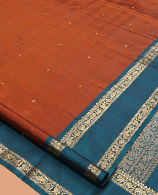 Rust Kanchipuram Chettinad Sare