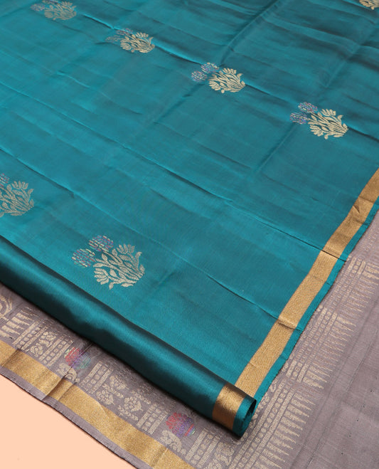 Rama Mayuri Lite Silk Mix Saree, Subtly Woven with Zari Buttas, a Subtle Piping Zari Border, Contrast Intricately Woven Pallu and a Contrast Blouse