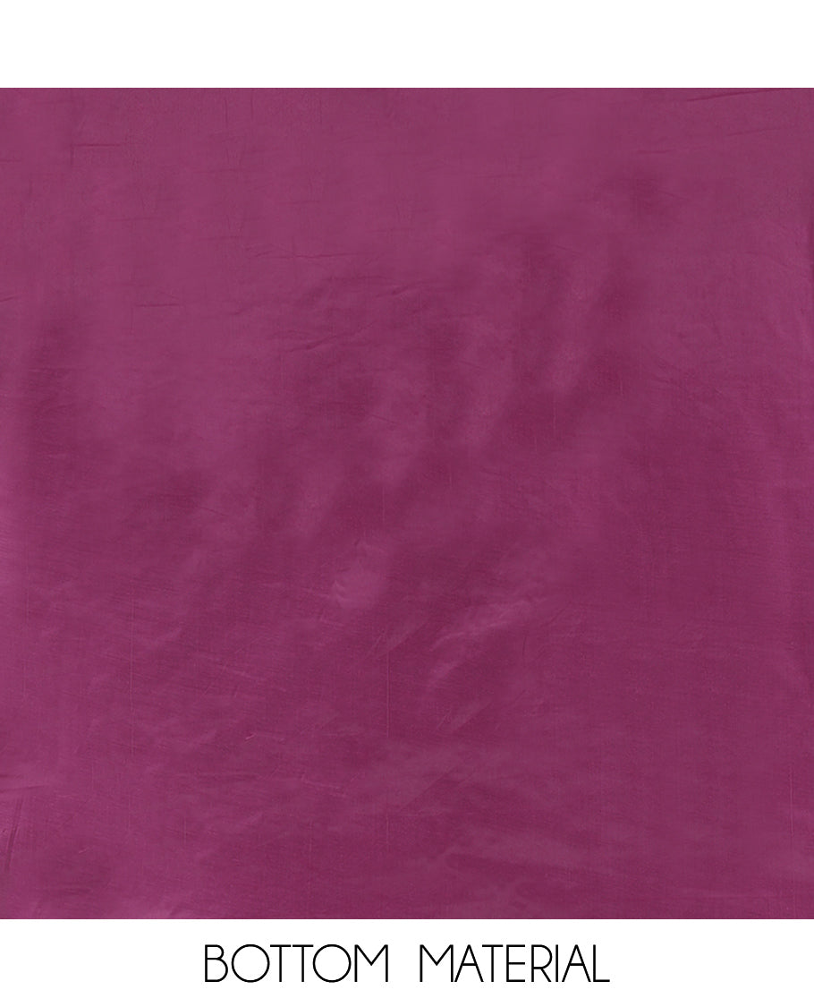 Dark Lavender Semi-Linen Material Churidar, Adorned with Heron Motifs Top, a Plain Santoon Bottom, a Contrast Heron Dupatta