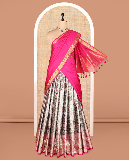Pink Art Silk Half-Saree