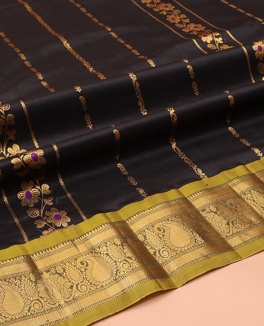 Black Pure-Silk Half-Saree