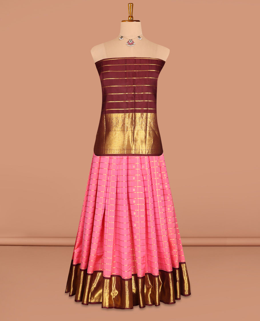 Pink Pure-Silk Half-Saree
