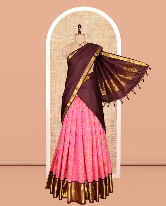 Pink Pure-Silk Half-Saree
