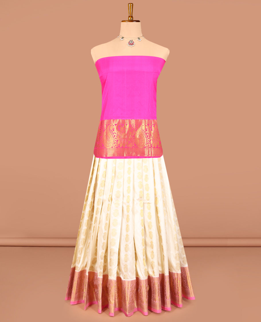 Cream Pure-Silk Half Saree