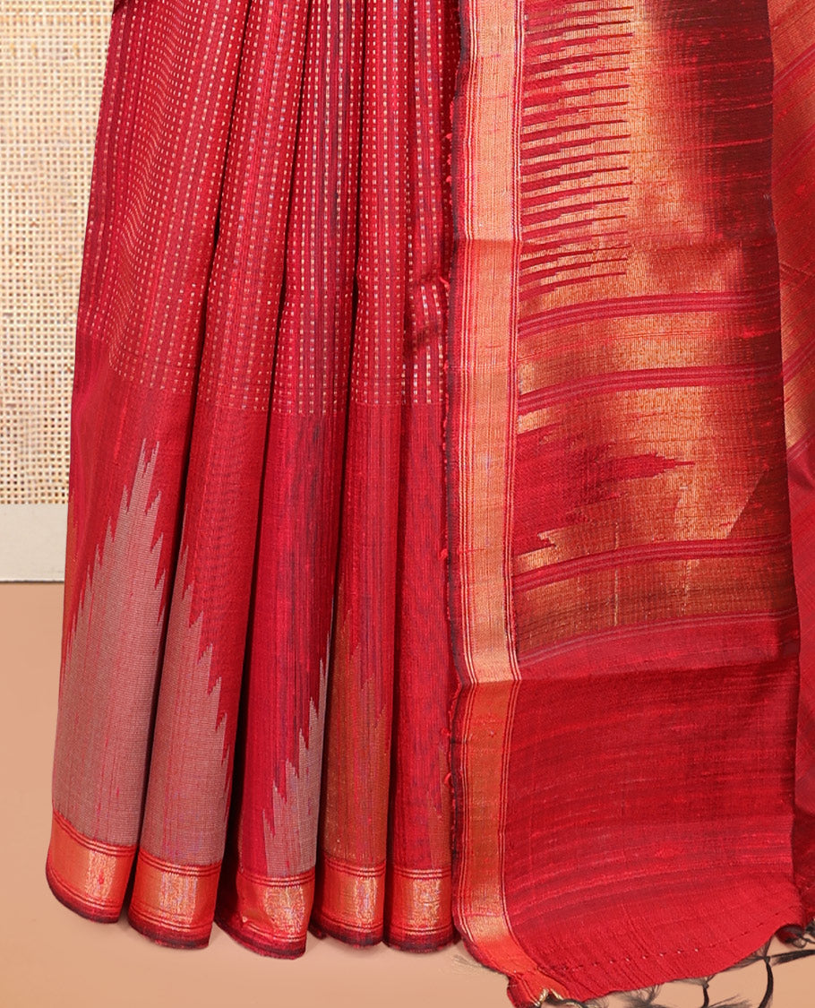 Red Dupion Saree