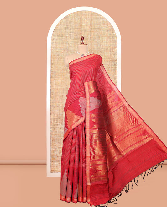 Red Dupion Saree
