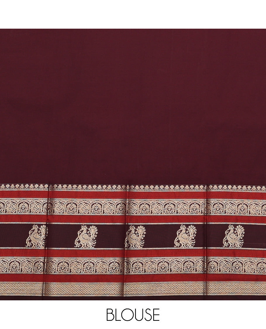 Green Budget Silk Saree, Embellished with Round Zari Buttas All Over Its Body, Complemented by Contrast Traditional Zari Designs Woven Border, Grand Jaal Pallu and Paired with a Contrast Blouse