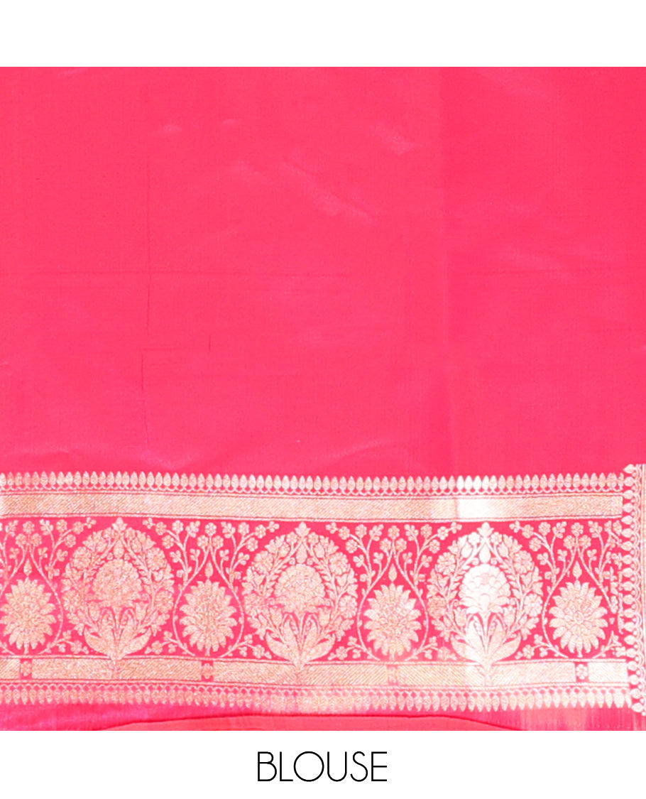 Orange Banarasi Nylon Saree, Embellished with Diagonal Stripes, Contrast Intricate Zari Border, Intricate Pallu, and a Contrast Blouse