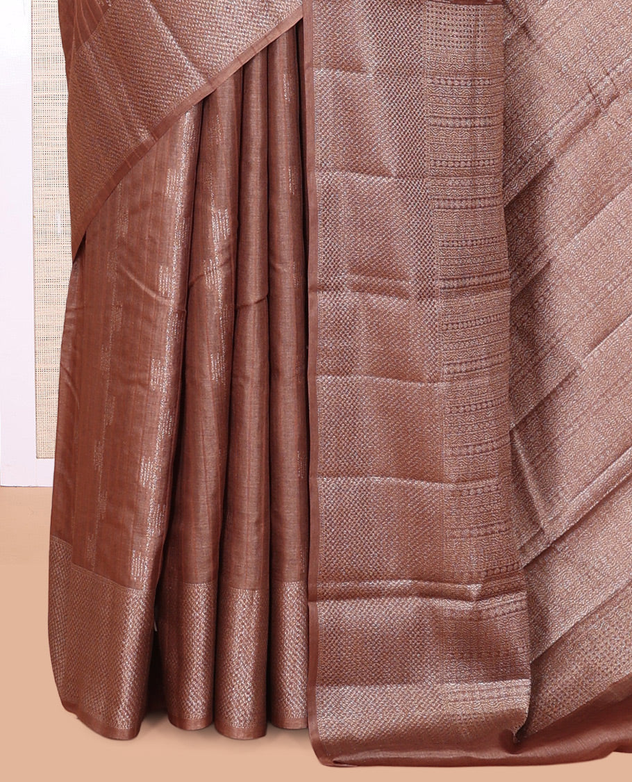 Brown Tussar Silk Saree