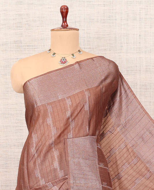 Brown Tussar Silk Saree