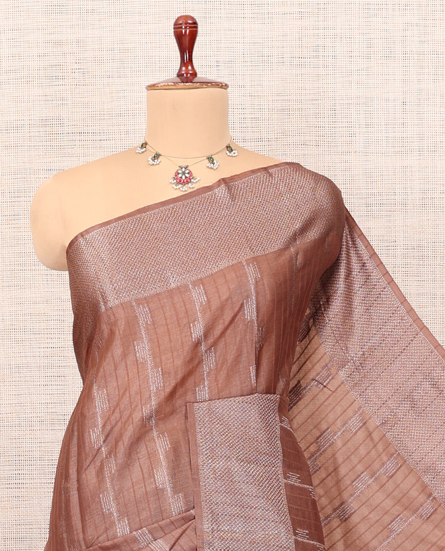 Brown Tussar Silk Saree