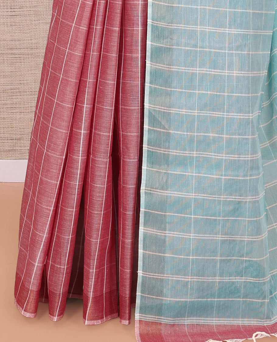 Pink Jute Cotton Saree