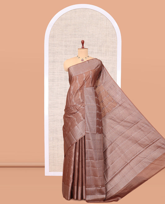 Brown Tussar Silk Saree