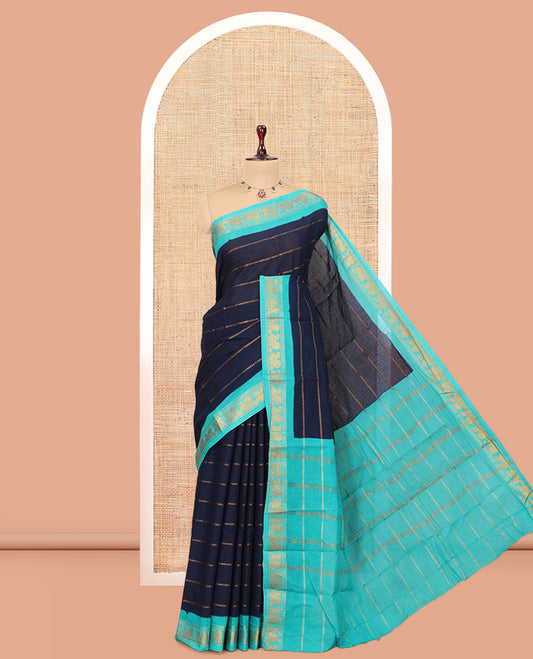 Navy Blue Sungudi Cotton Saree