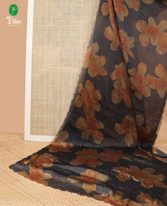 Black flower digital print with swarovski stone work chimmy choo saree, swarovski stone border & self pallu along with swarovski stone work blouse