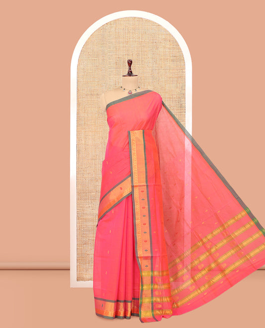 Pink Venkatagiri Cotton Saree